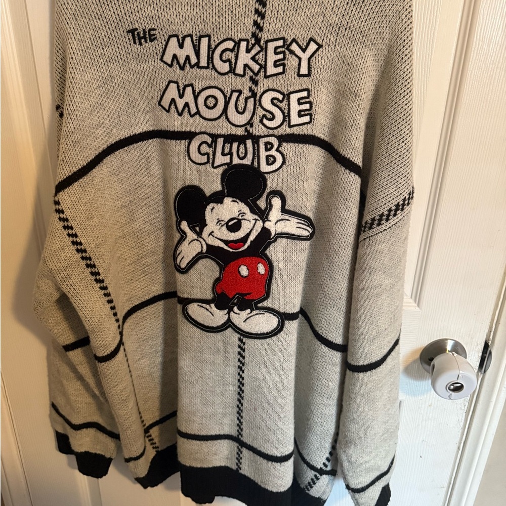 Mickey Mouse grey and black plaid Mouseketeer cardigan
